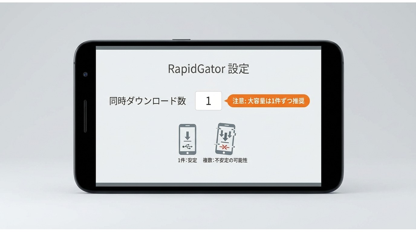Android版RapidGatorで同時ダウンロード数を1に設定する画面