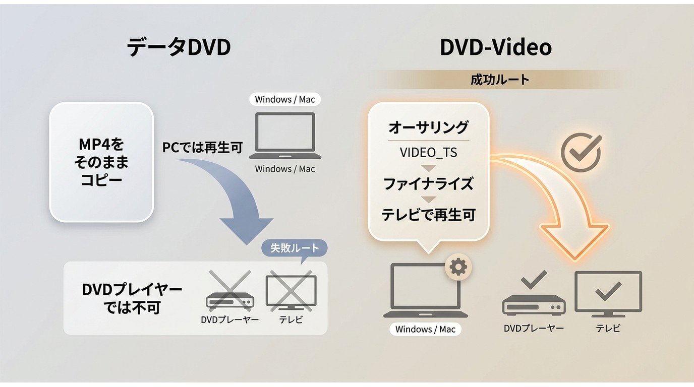 データDVDとDVD-Videoの違い、テレビで再生できる条件