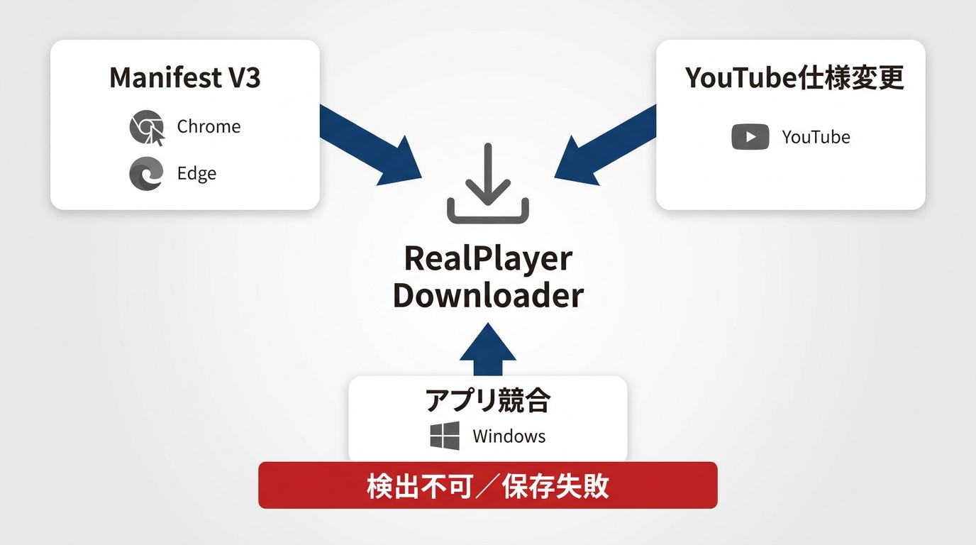 ChromeのManifest V3やYouTubeの仕様変更でRealPlayerの保存が失敗する仕組み