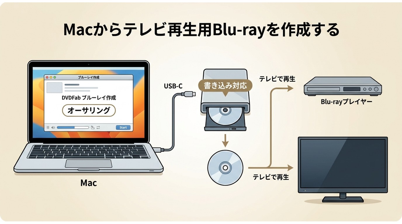 Macと外付けBlu-rayドライブでテレビ再生用ディスクを作る流れ