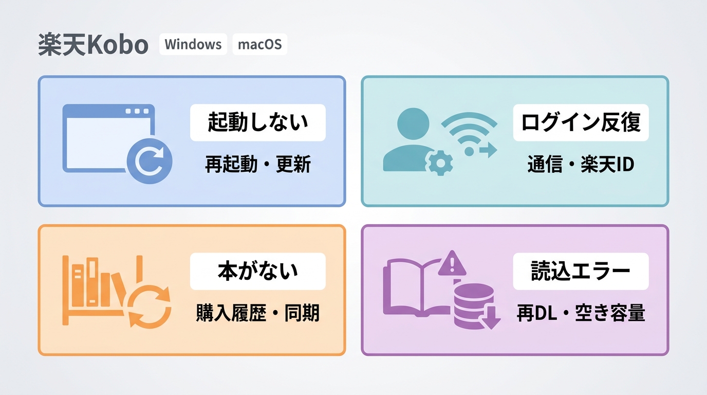 楽天KoboがPCで開けない・ダウンロードできない場合の確認点