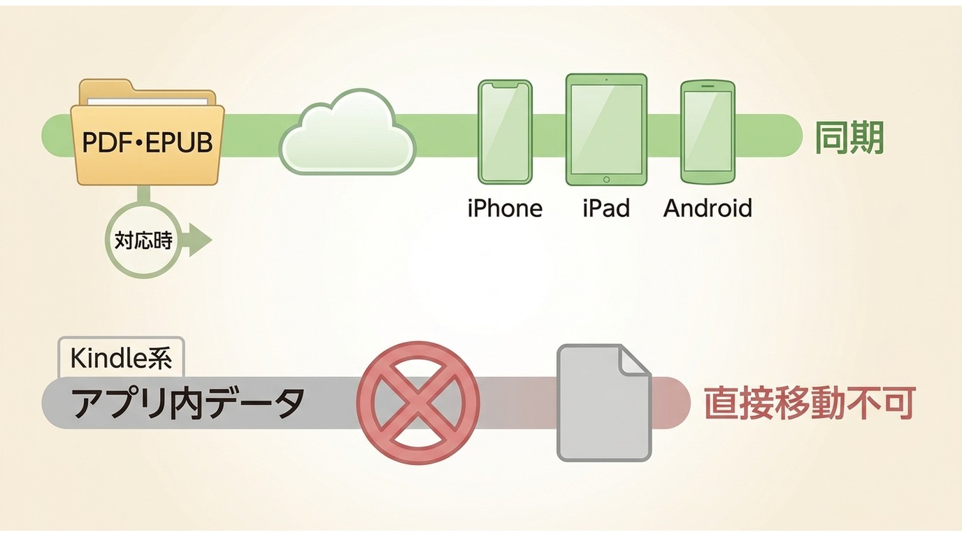 PDFとEPUBのクラウド同期とKindleアプリ内データの制限
