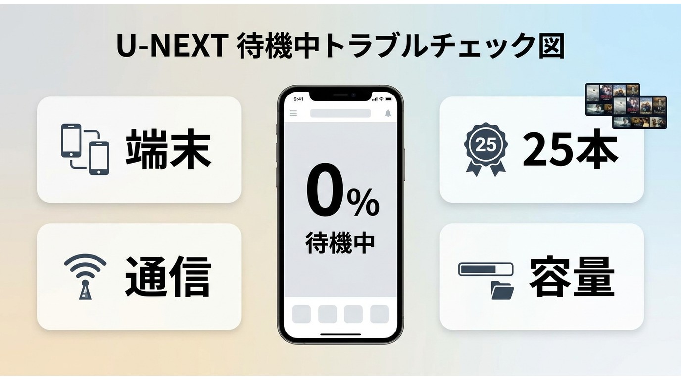 U-NEXTの待機中や0％停止で確認する4つの原因