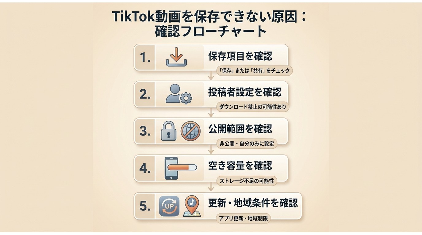 TikTok動画を保存できないときに確認する5つの原因