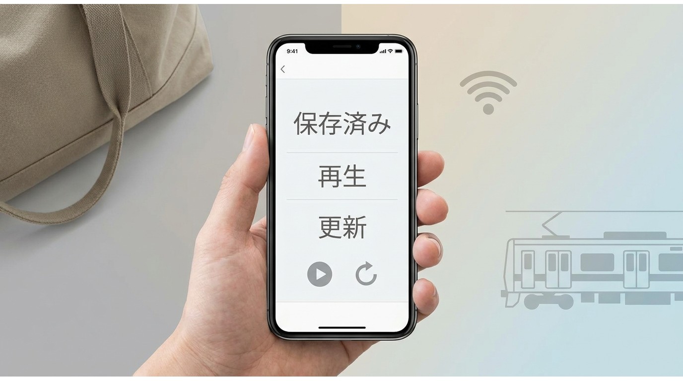 外出前にU-NEXTの保存作品を再生確認するイメージ