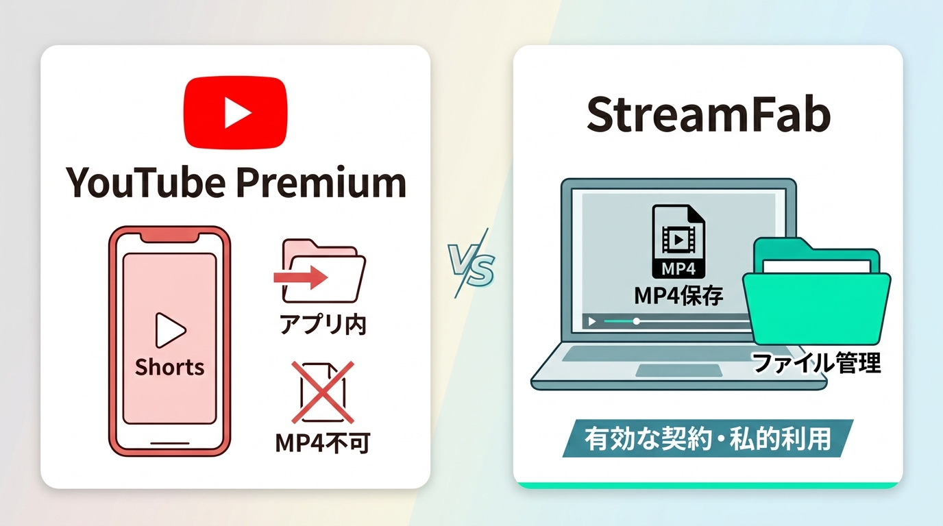 YouTube Premiumのオフライン再生とStreamFabによるMP4保存先の違い