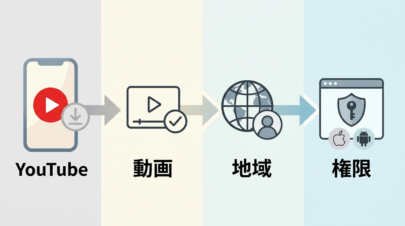 YouTube Shortsの保存不可を動画条件、地域、アカウント状態で確認する手順