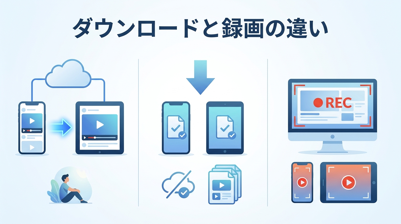ダウンロードと録画モードの違い を徹底解説│ストリーミング動画をオフラインで見るならどっち?