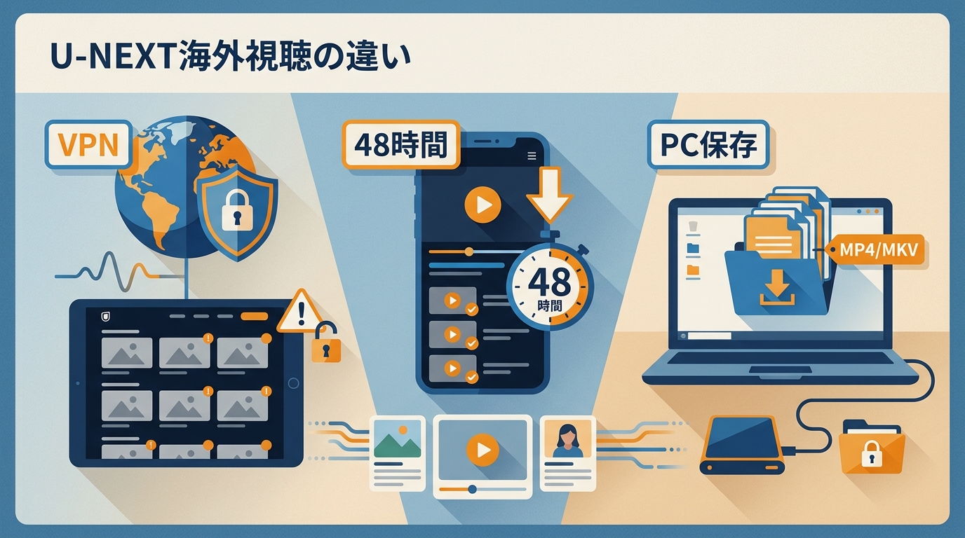 U-NEXTは海外で見れない?VPN・48時間ダウンロード・PC保存の違い