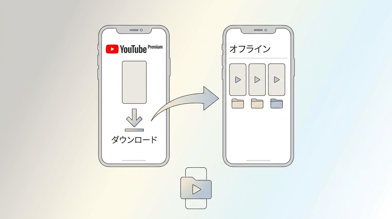 YouTube PremiumでShortsをダウンロードしオフライン一覧で再生する画面