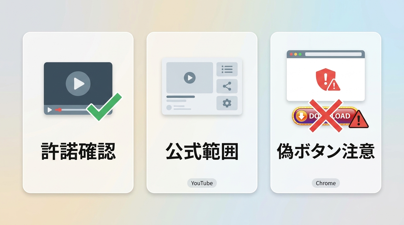 YouTube動画を保存する前の著作権と安全確認