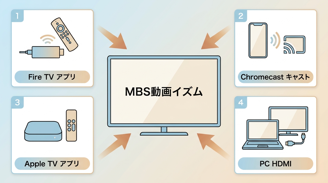 MBS動画イズムをAmazon Fire TV、Chromecast、HDMIでテレビ視聴する方法