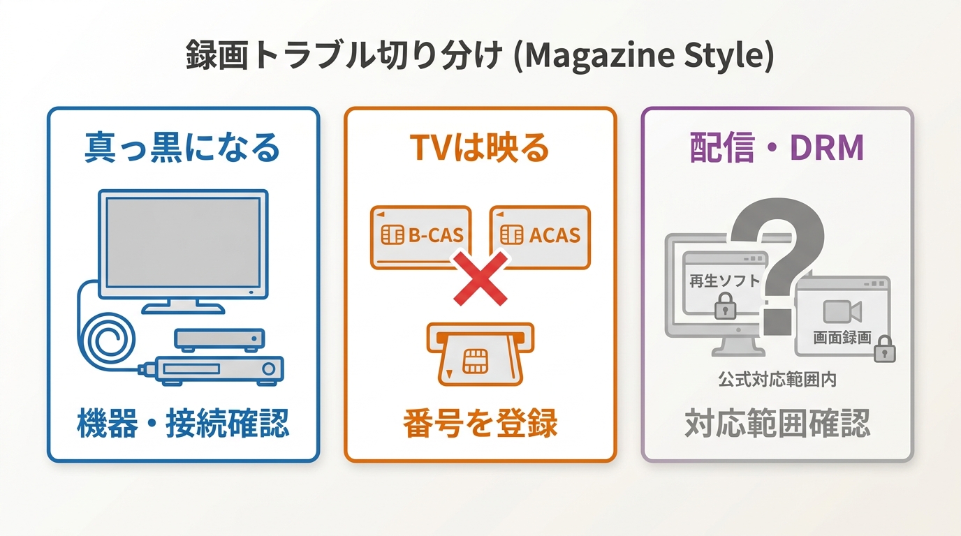 スカパーが録画できない原因を放送・契約・番組配信に分けて確認する方法