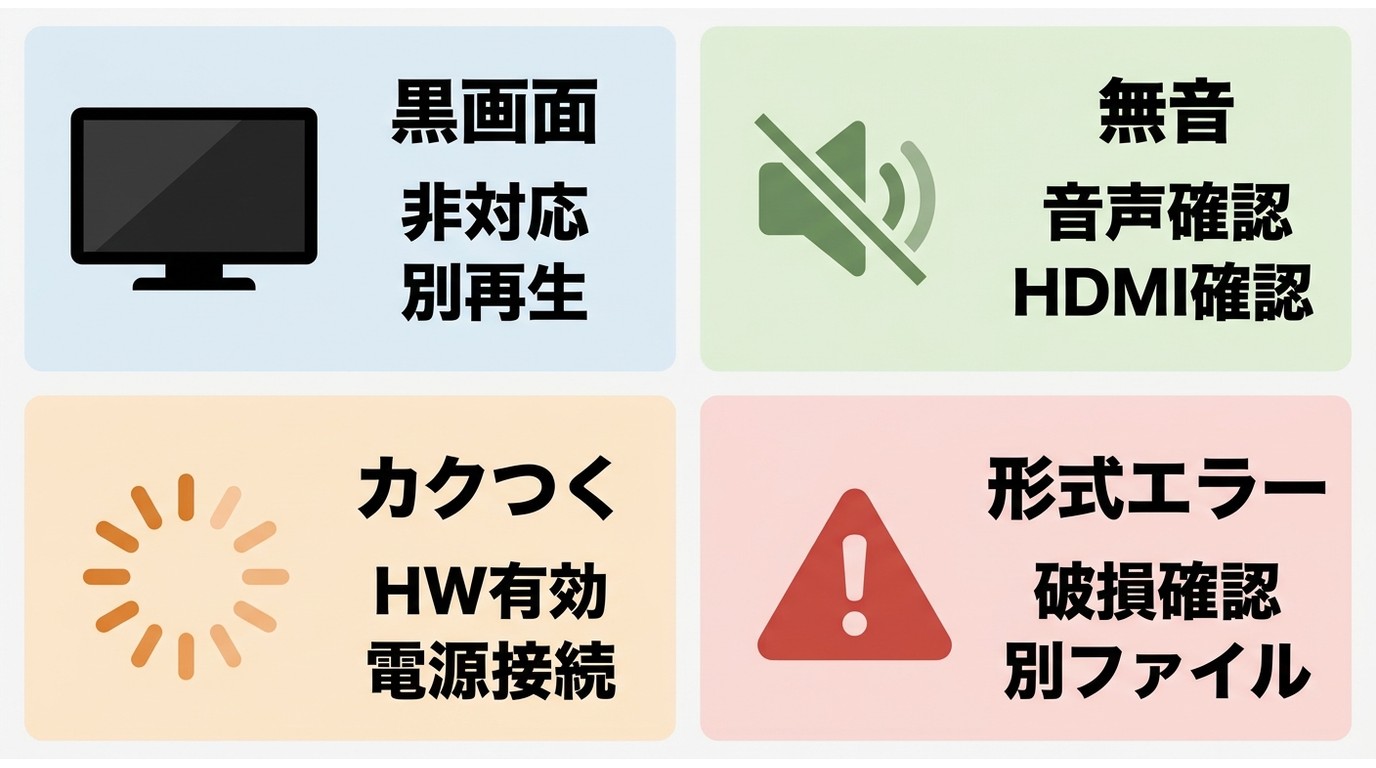 M2TSが再生できない症状別の確認フロー