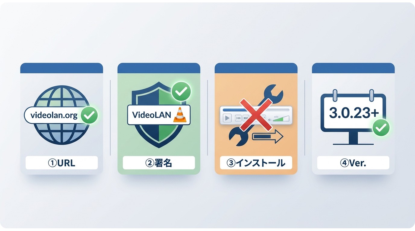 VLCを安全に使うための公式配布元・署名・同梱物・バージョン確認