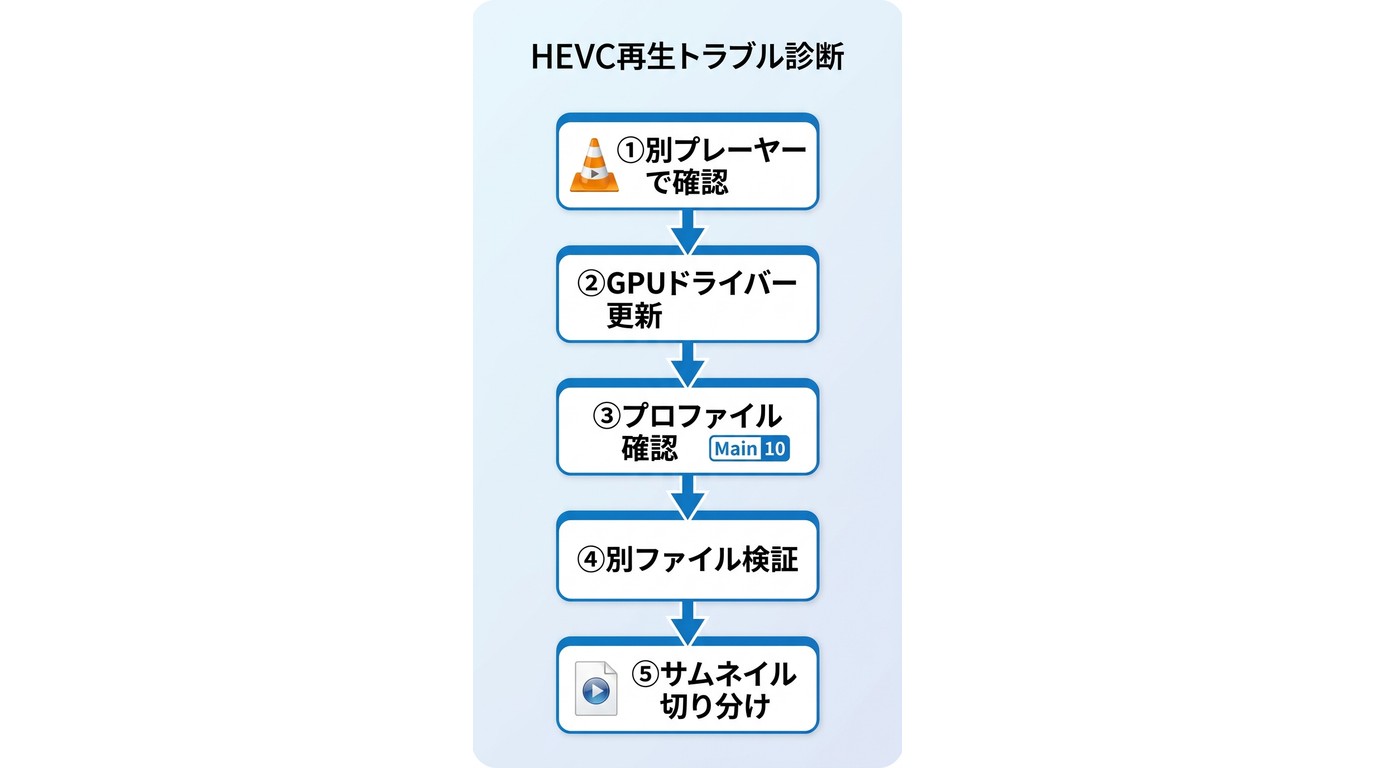 HEVCビデオ拡張機能を入れても再生できない場合の確認フロー