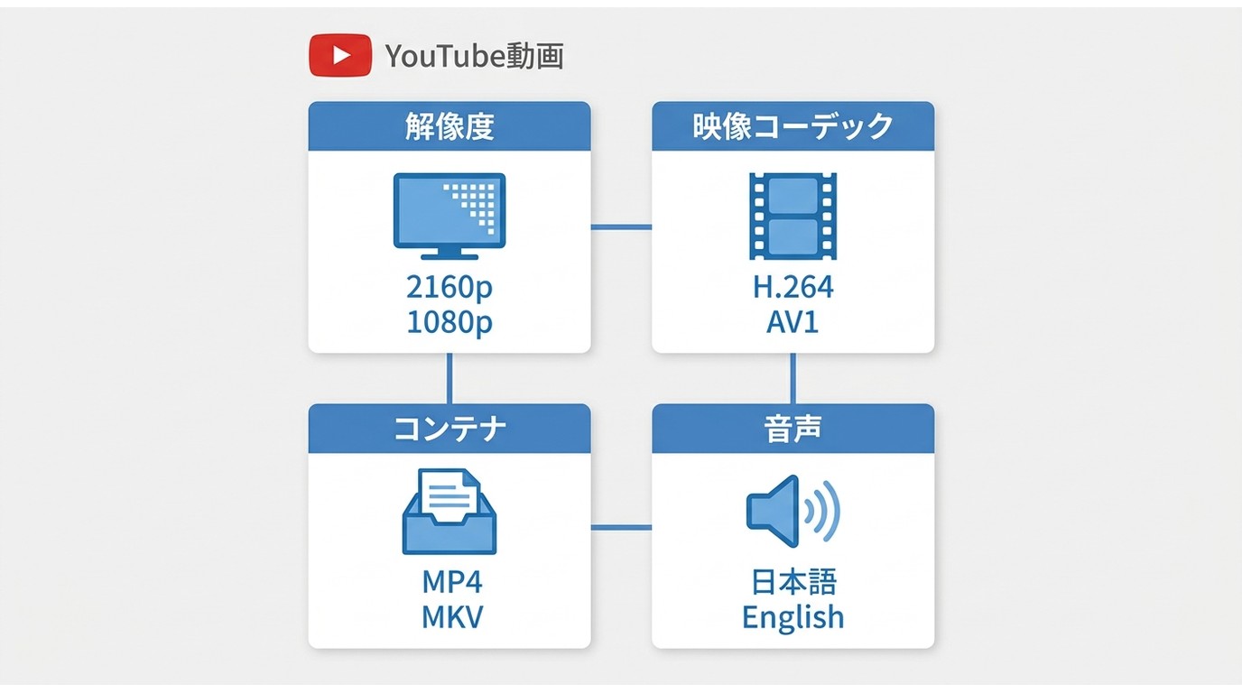 YouTube 4K動画の解像度・コーデック・MP4・WEBM・MKV・音声の違い