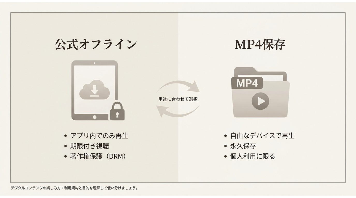 YouTube公式オフライン再生とMP4保存の違い