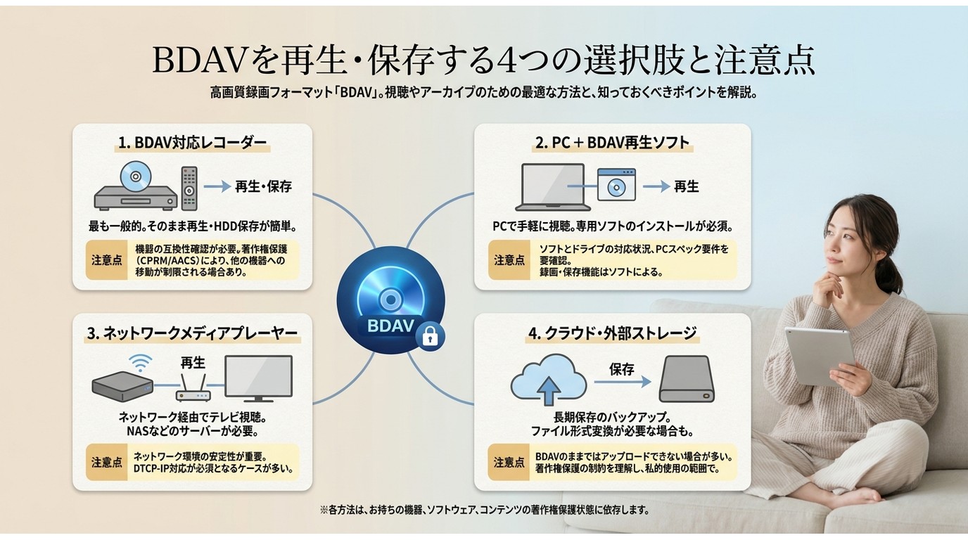 BDAVを直接再生・保存・変換する選択肢