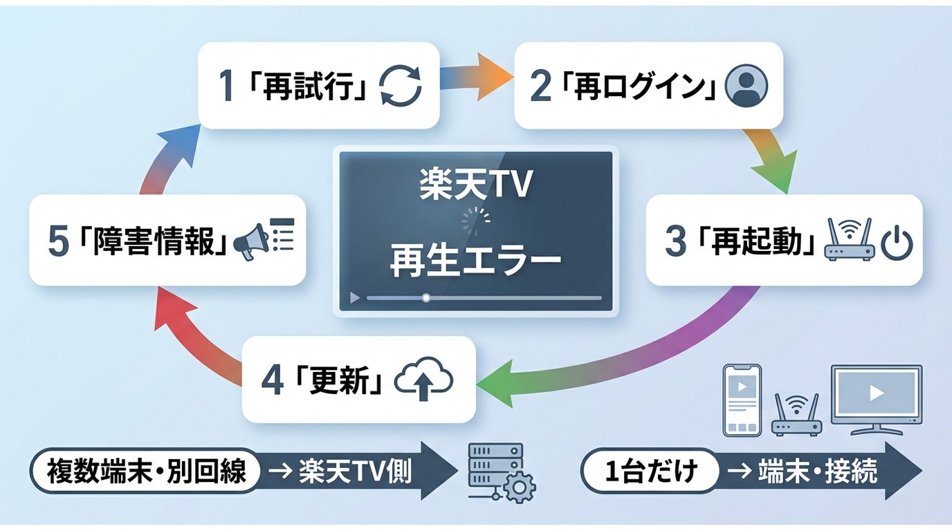 楽天TVが見れないときに全体障害・端末・通信・作品を切り分ける確認手順
