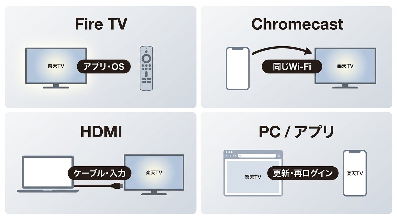 楽天TVをFire TV、Chromecast、HDMIで見れない場合の確認ポイント