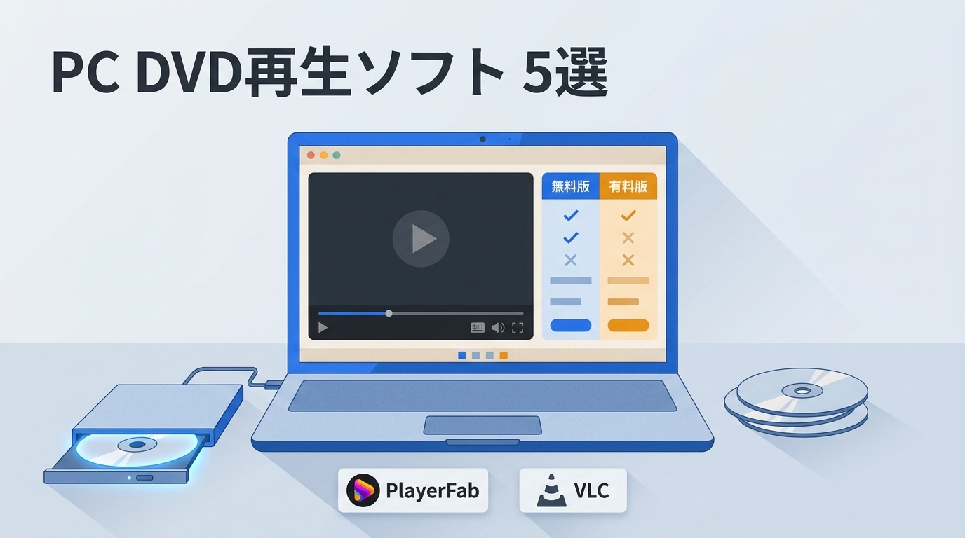 PC用DVD再生ソフトをWindowsとMacで比較するイメージ