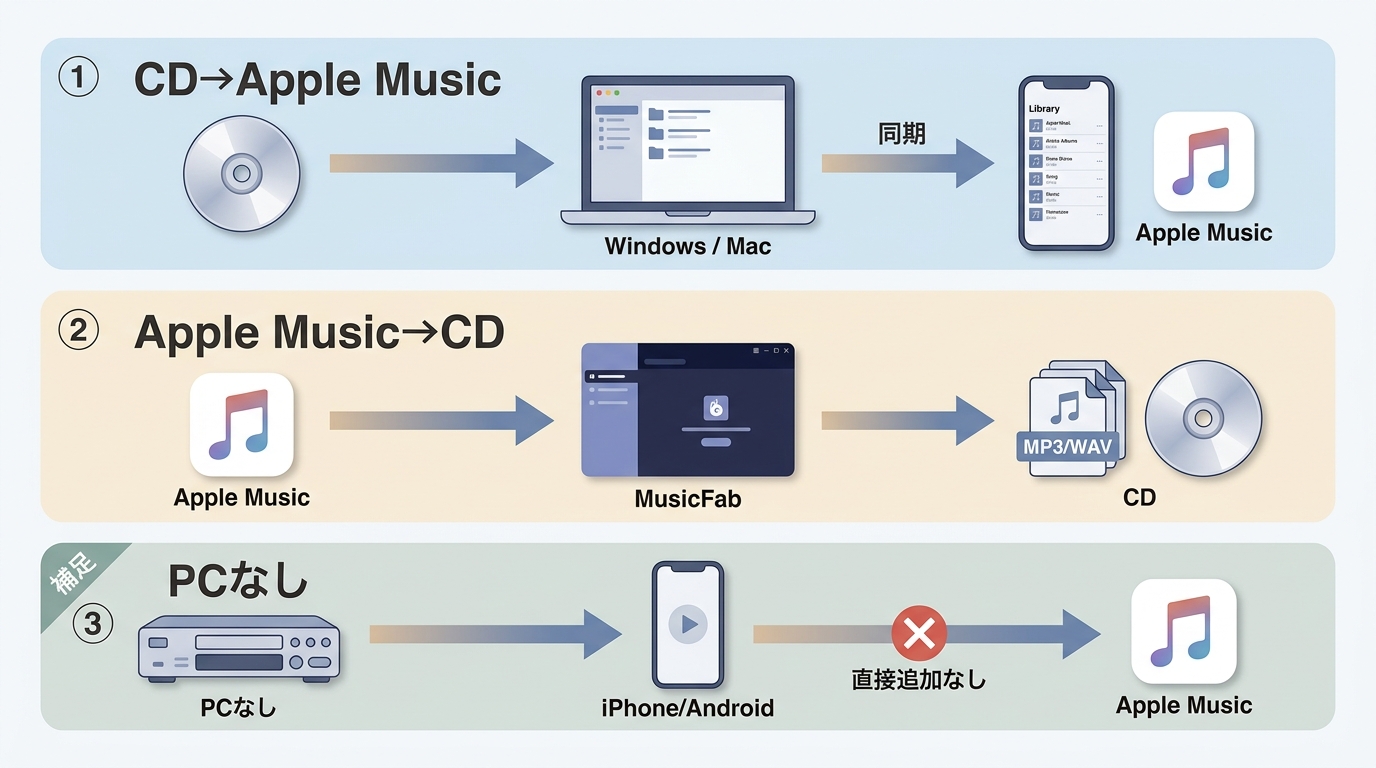 CDからApple Music、Apple MusicからCD、専用レコーダーでスマホへ入れる3経路の違い