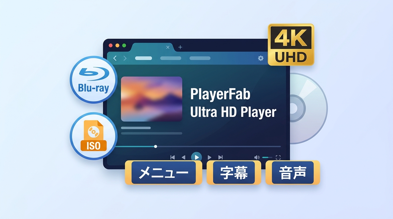 Blu-rayやISOを専用プレーヤーで再生するイメージ