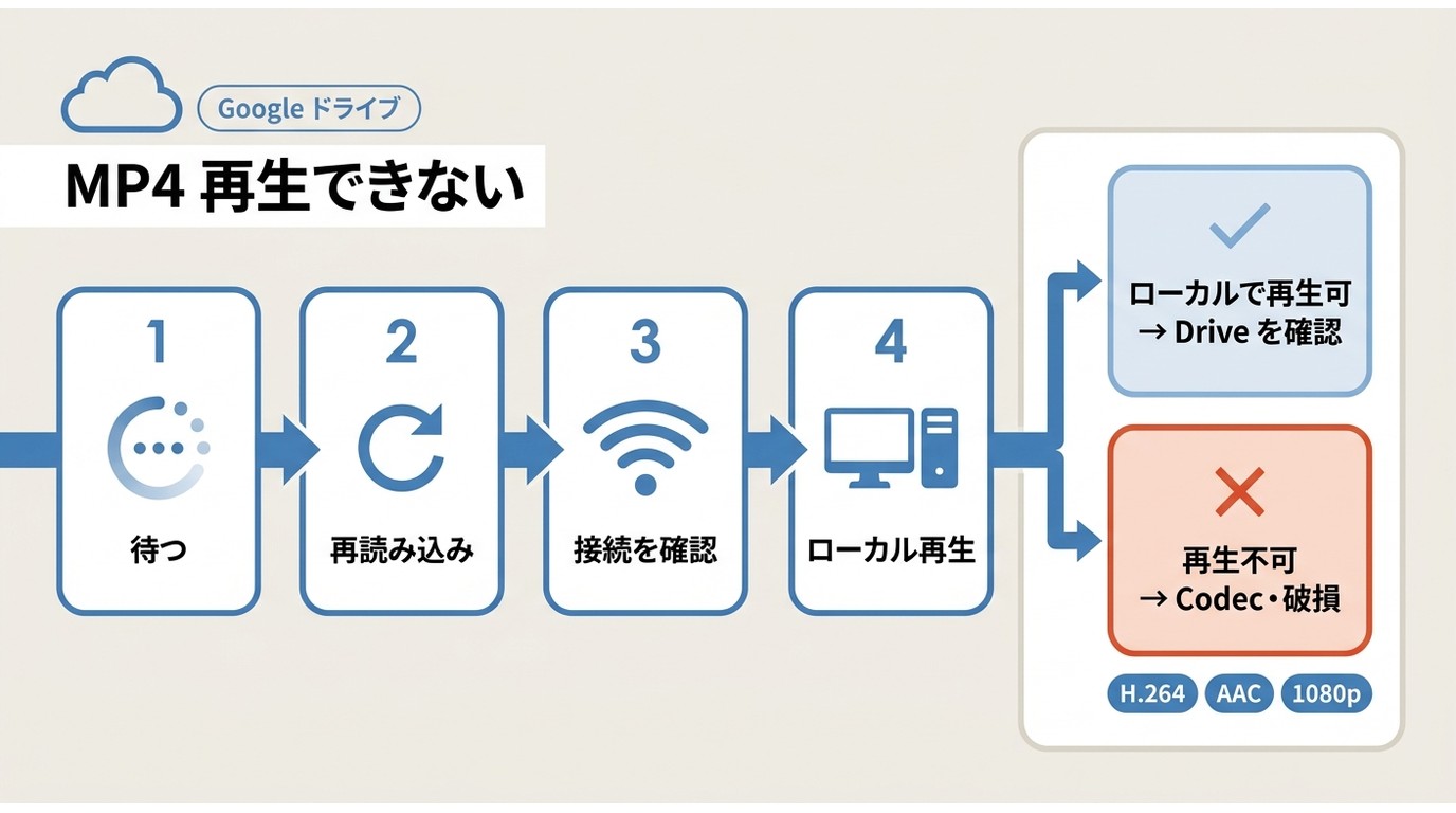 GoogleドライブでMP4を再生できないときの確認順