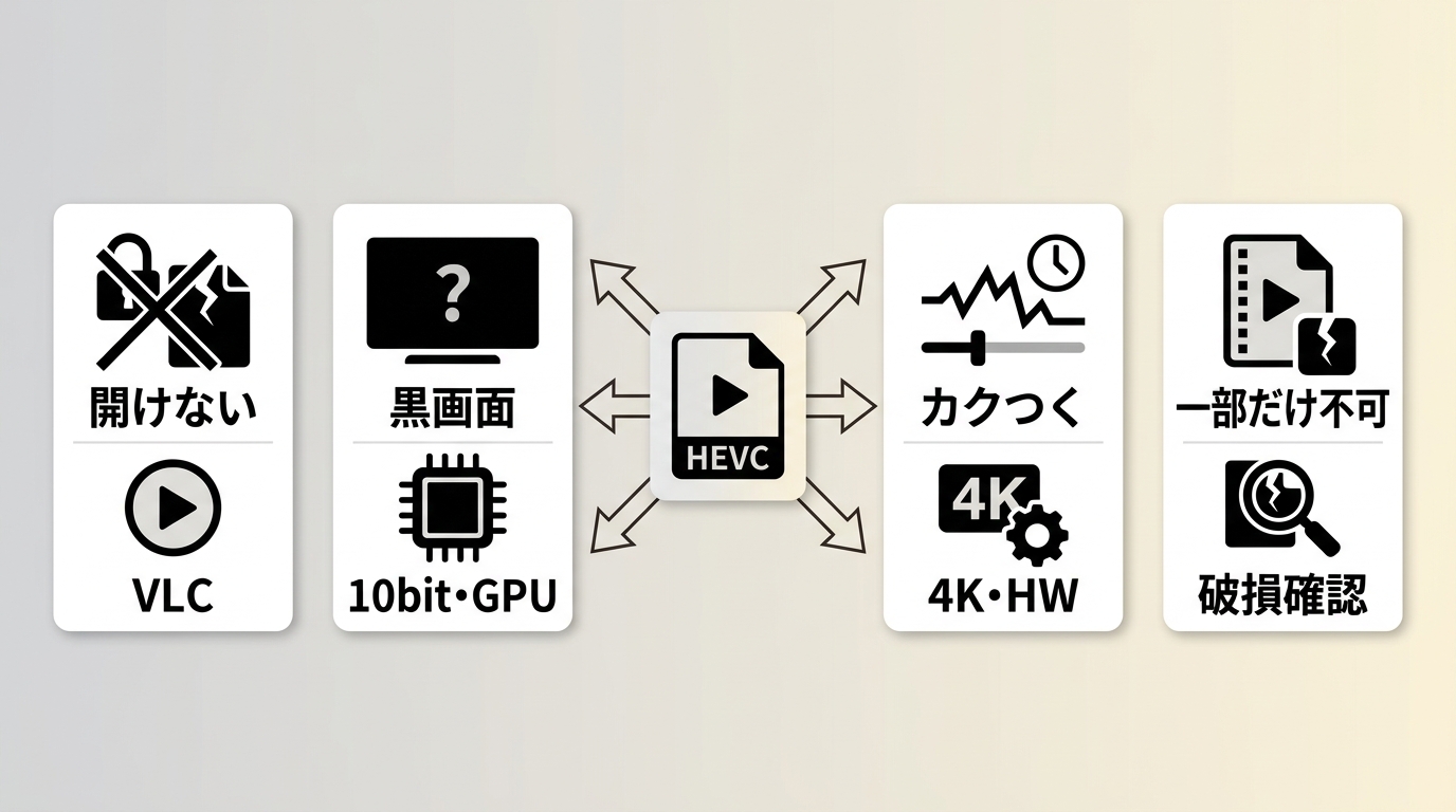H.265／HEVCが再生できない症状から原因を切り分ける流れ