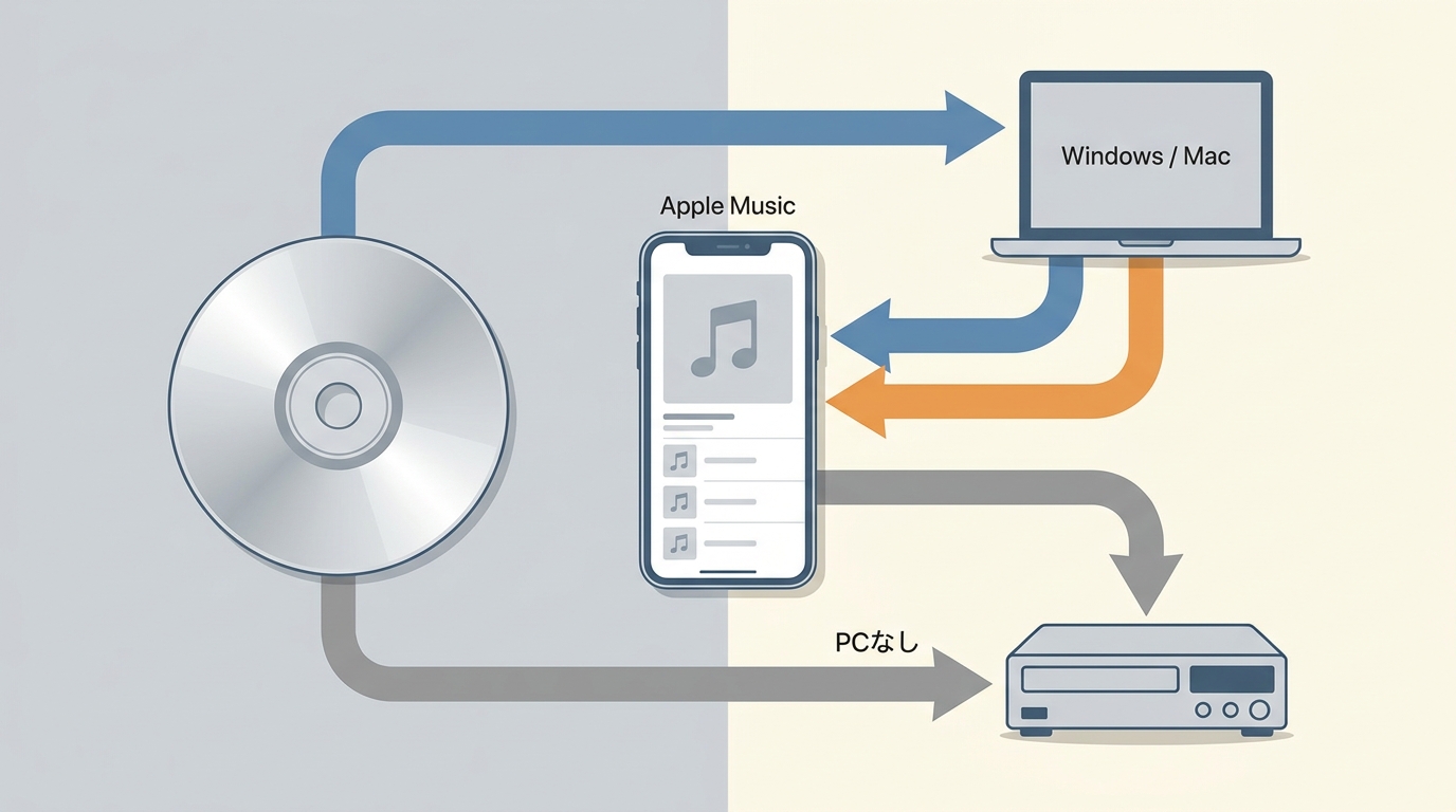 CDの曲をApple Musicに取り込む仕組み｜Windows・Mac・パソコンなしの違い