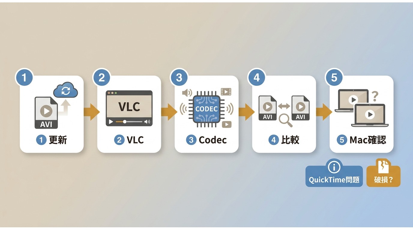MacでAVIを再生できないときにQuickTimeと別プレーヤーで原因を切り分ける手順