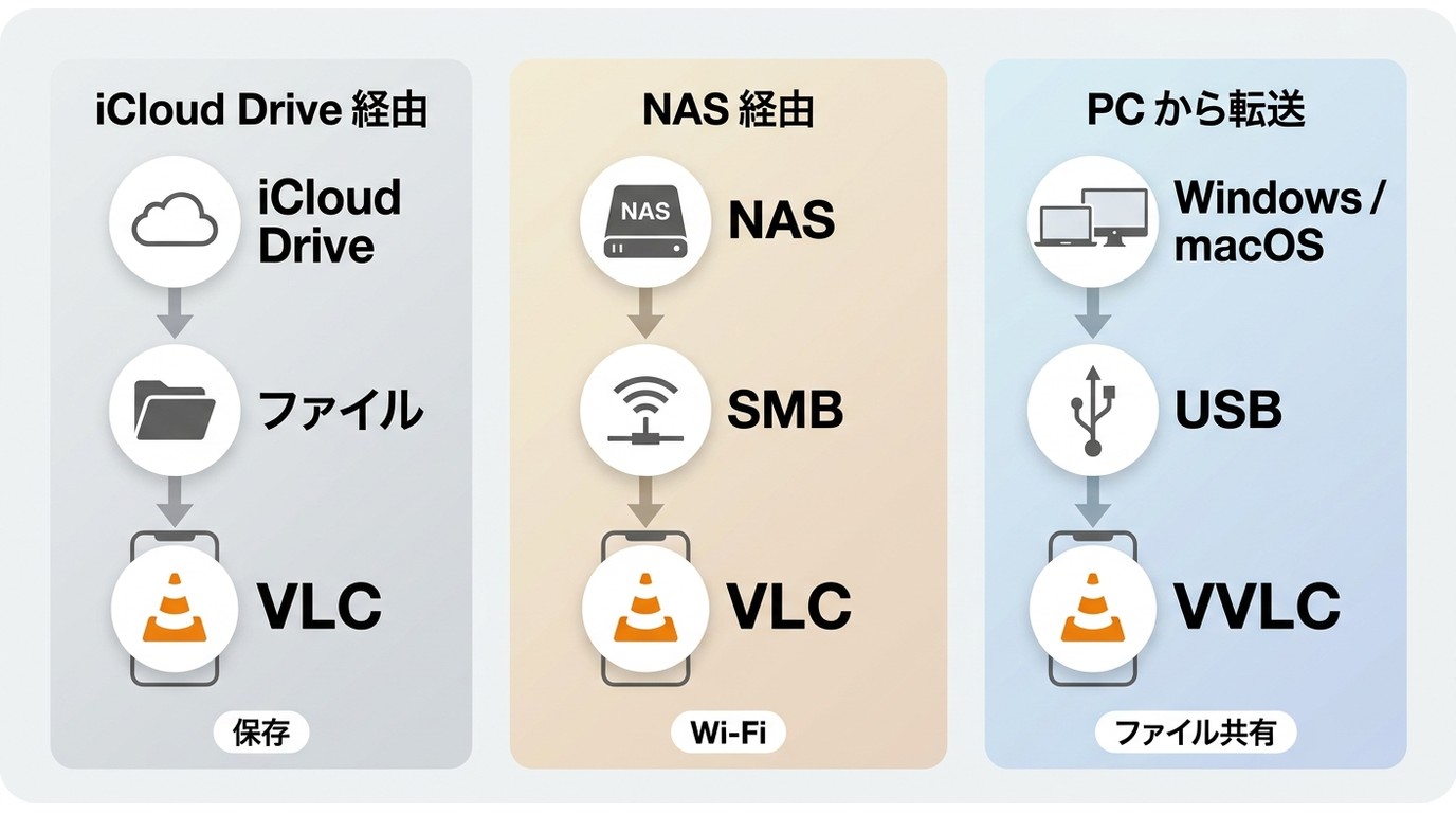iCloud Drive、NAS、WindowsやMacからiPhoneへMKVを取り込む方法