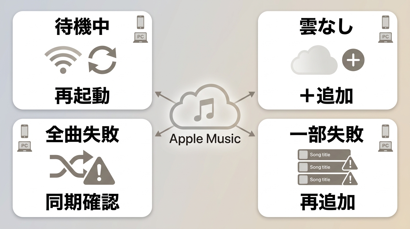 Apple Musicの雲アイコン状態別に原因と最初の対処を示す一覧