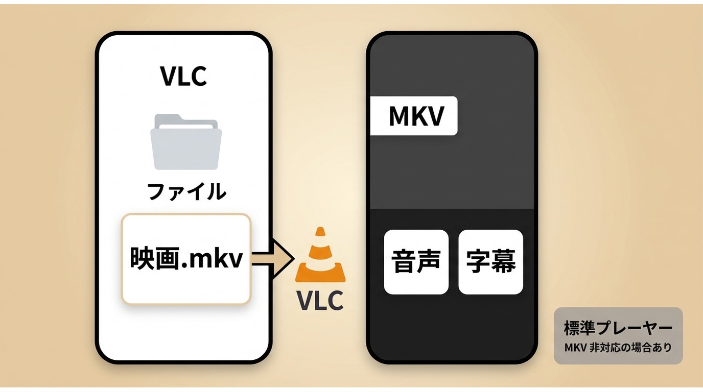 iPhoneのファイルアプリからMKVを対応プレーヤーで開く手順