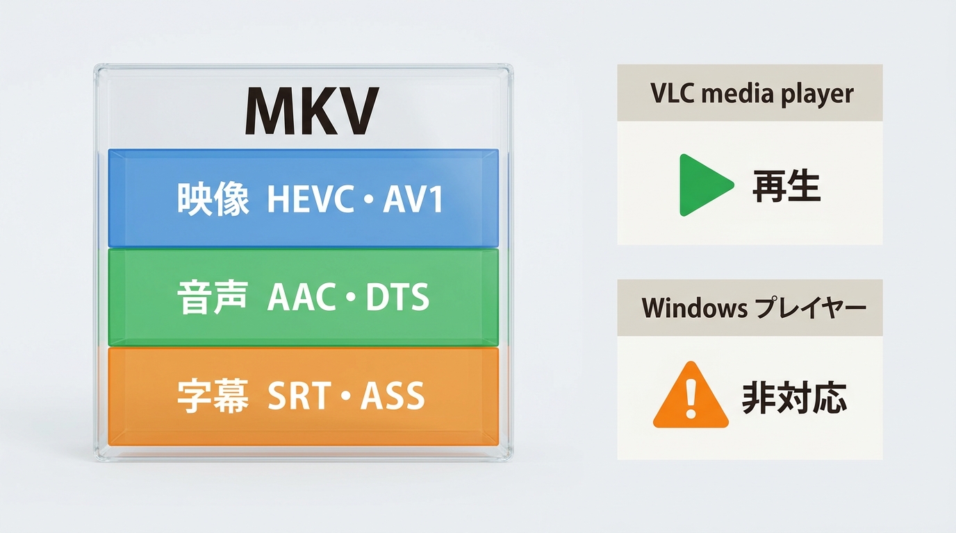 MKVコンテナと映像・音声・字幕コーデックの関係