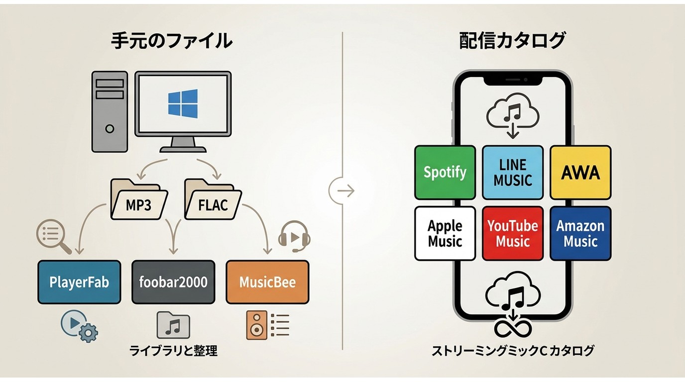 Windows音楽プレーヤーと音楽配信サービスの違い