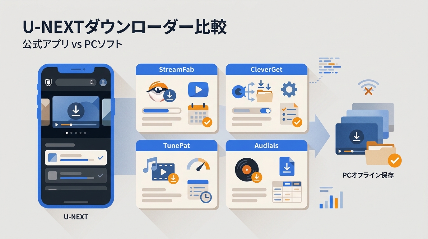 U-NEXTダウンローダー4製品比較|公式アプリとの違い・無料体験・注意点【2026年版】