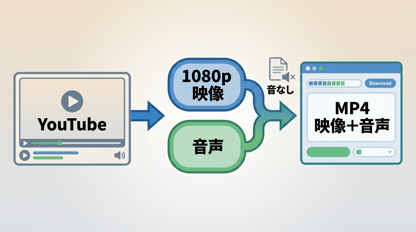 YouTubeの1080p映像と音声トラックをMP4へ統合する流れ