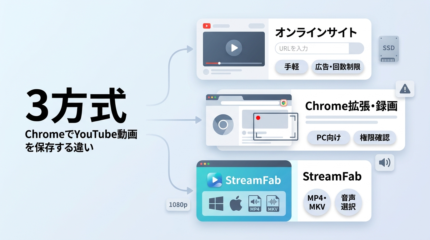 ChromeでYouTubeを1080p保存するときの仕組み・制限・注意点｜3方式の違い【2026年】