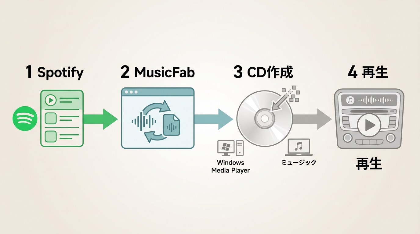 SpotifyをCDに焼くために音源を準備してWindowsまたはMacで書き込む流れ