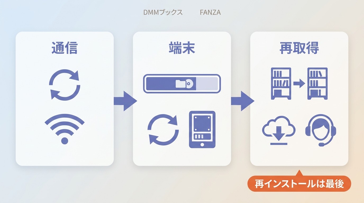 FANZAブックスをダウンロードできないときの確認手順
