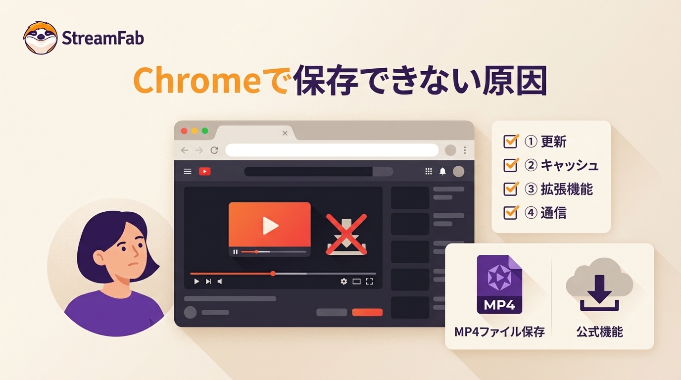 ChromeでYouTubeを保存できない理由|4つの確認項目とMP4・公式機能の違い