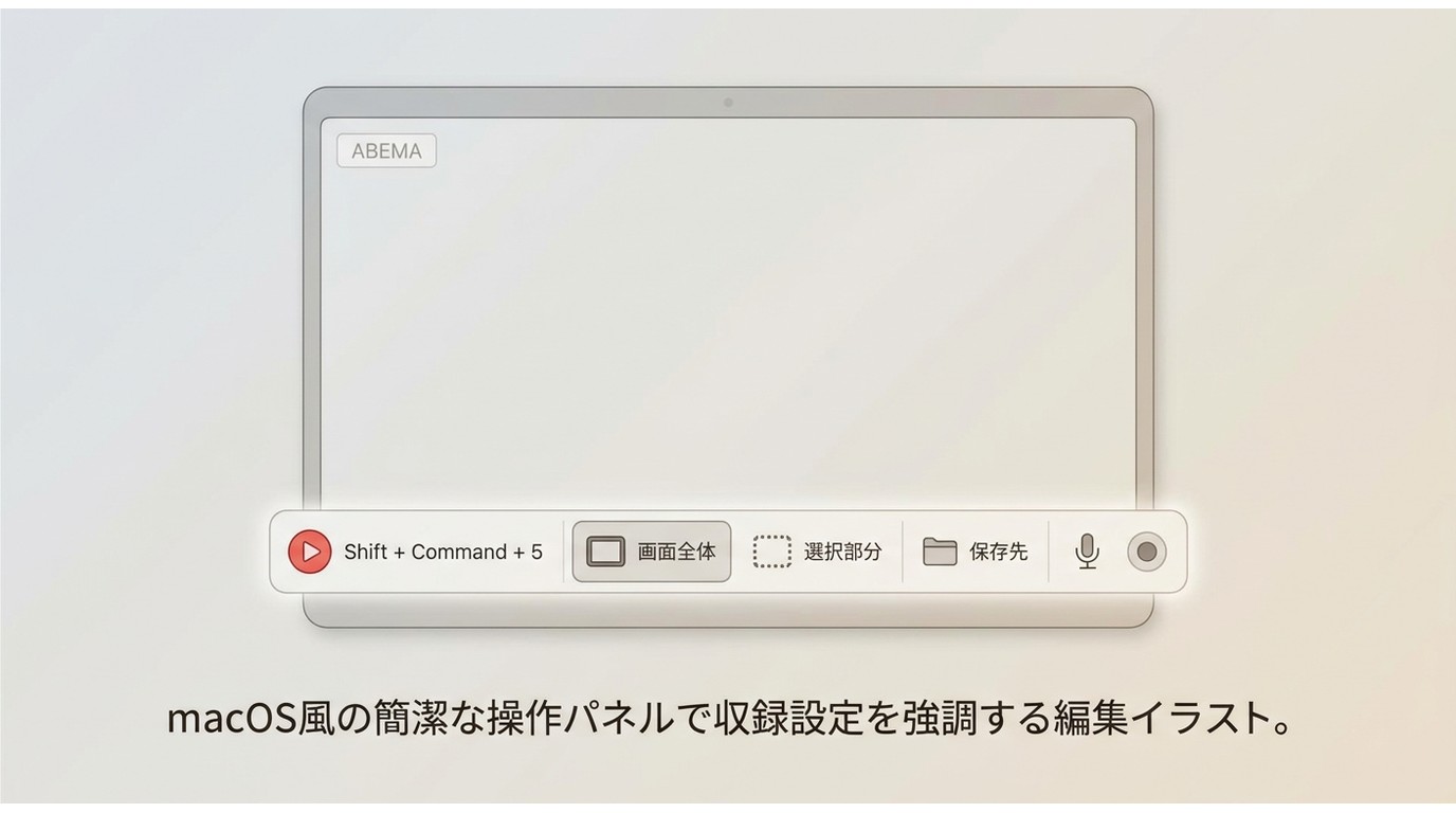 MacでABEMA画面収録の範囲と保存先を設定する手順