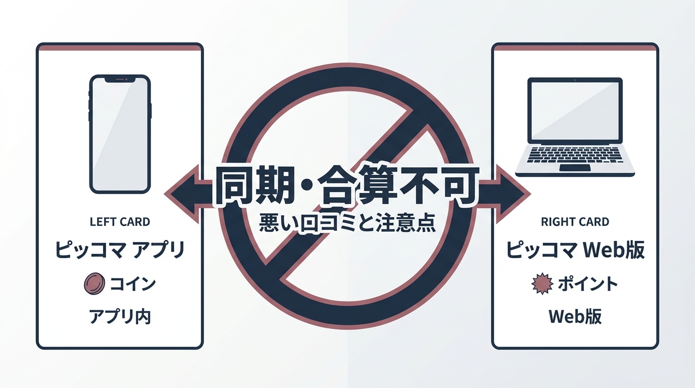 ピッコマアプリのコインとWeb版のポイントは同期や合算ができない