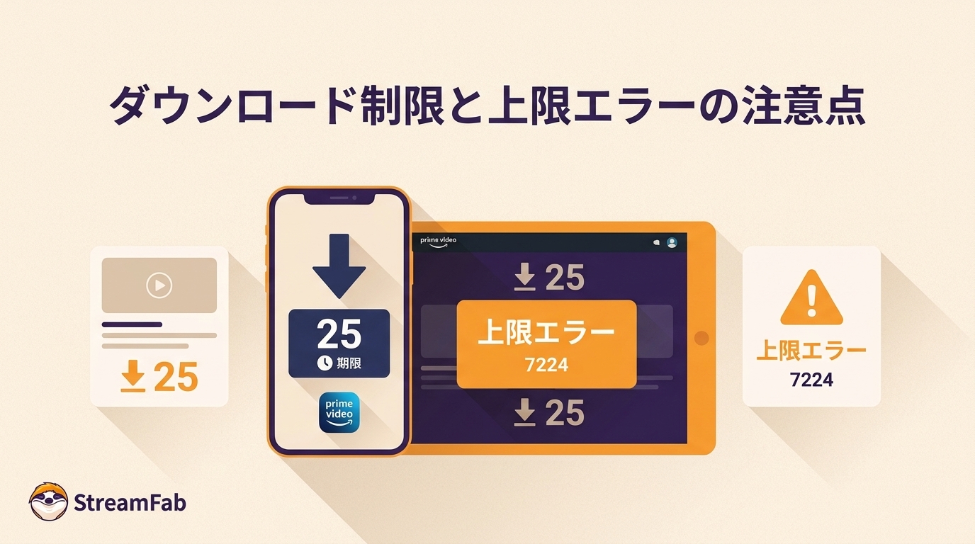 Amazon Prime Videoのダウンロード制限|25本・期限・上限エラーの注意点
