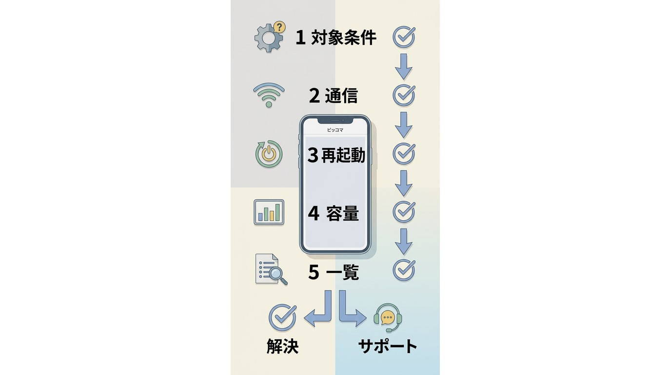ピッコマでダウンロードできない時の確認手順