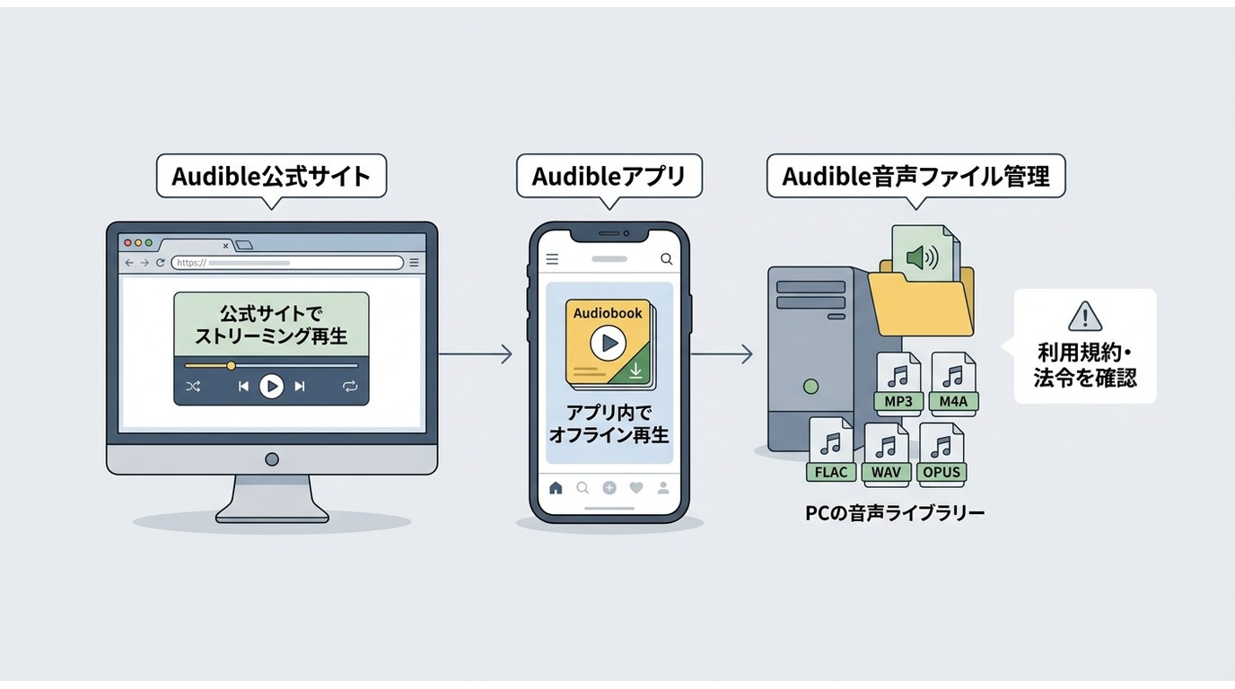 Windows、Mac、スマホでAudibleを利用する方法と音声ファイル管理の違い