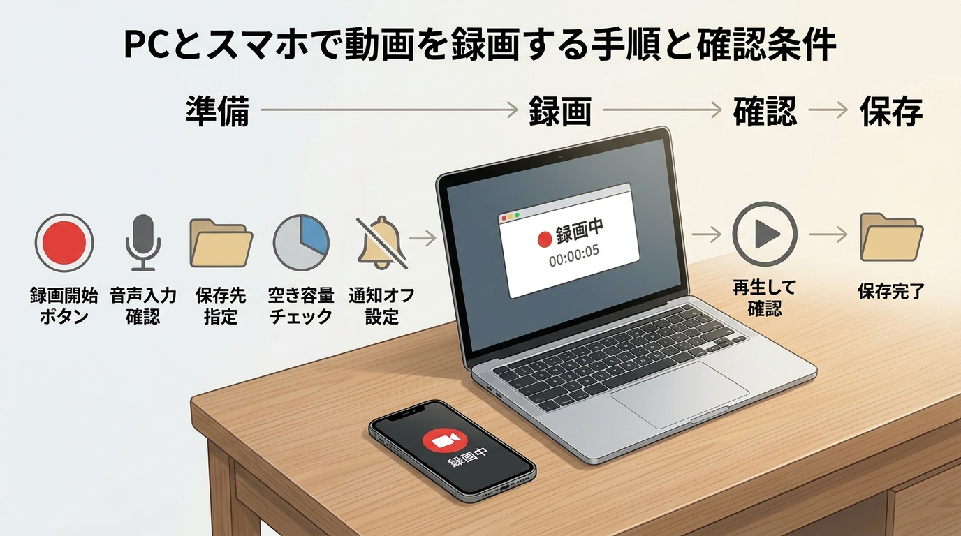 PC・スマホで録画するときの手順と確認条件