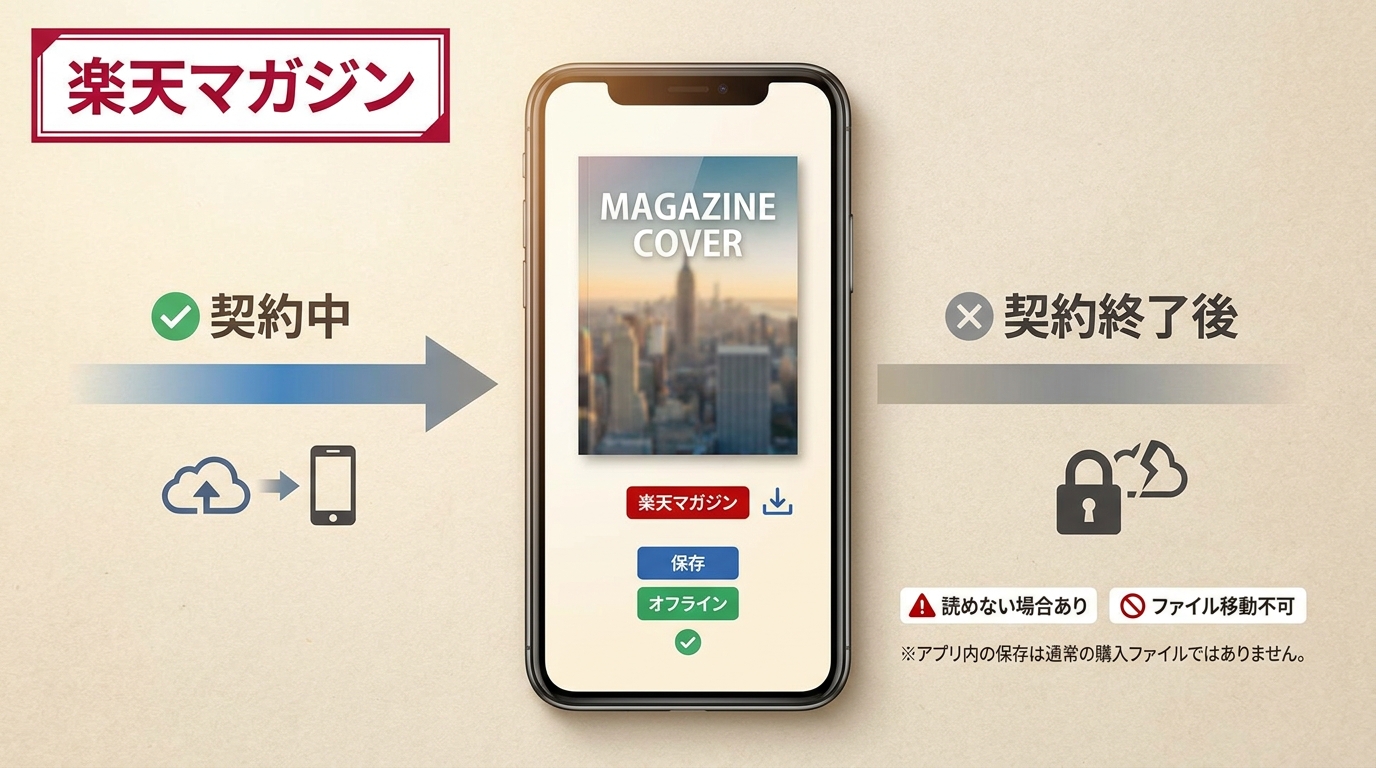 楽天マガジンでダウンロードした雑誌と契約終了後の閲覧